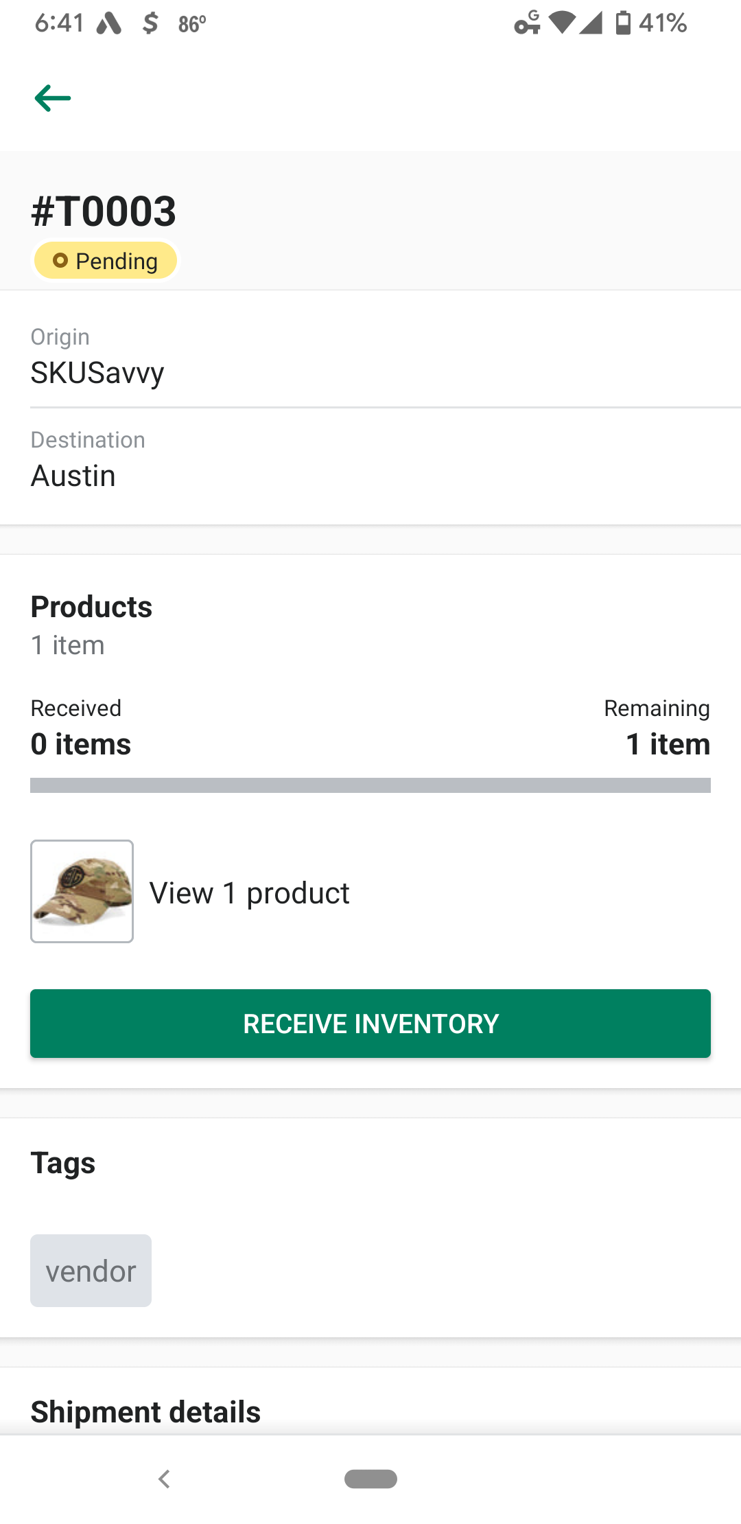 receive inbound transfer shopify inventory system