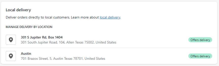 enable shopify local delivery