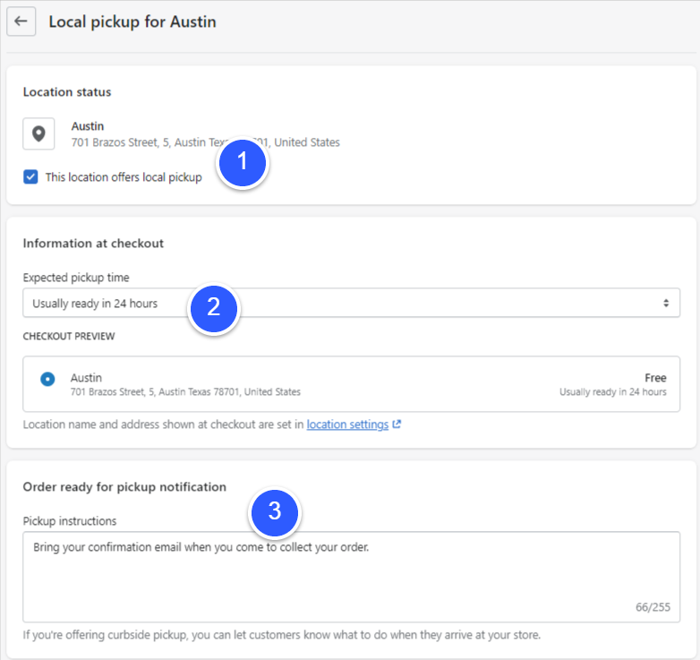 shopify inventory management local pickup settings